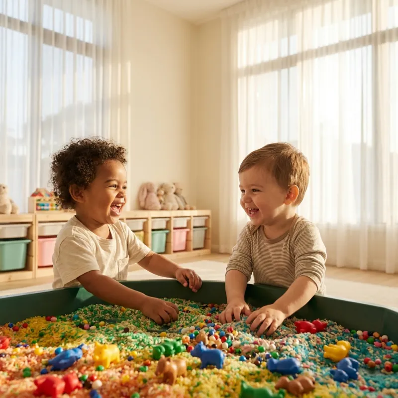 Niños en exploración sensorial